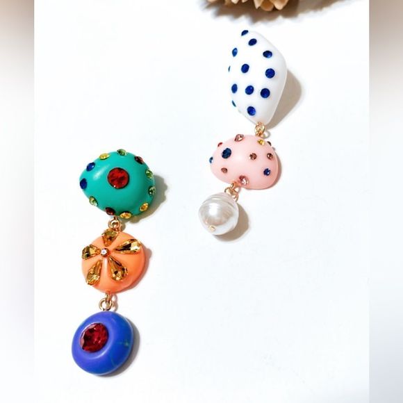 Pearl drop geo earrings M14 - Picture 5 of 7